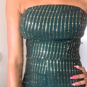 Strapless Sequin wide leg jumpsuit